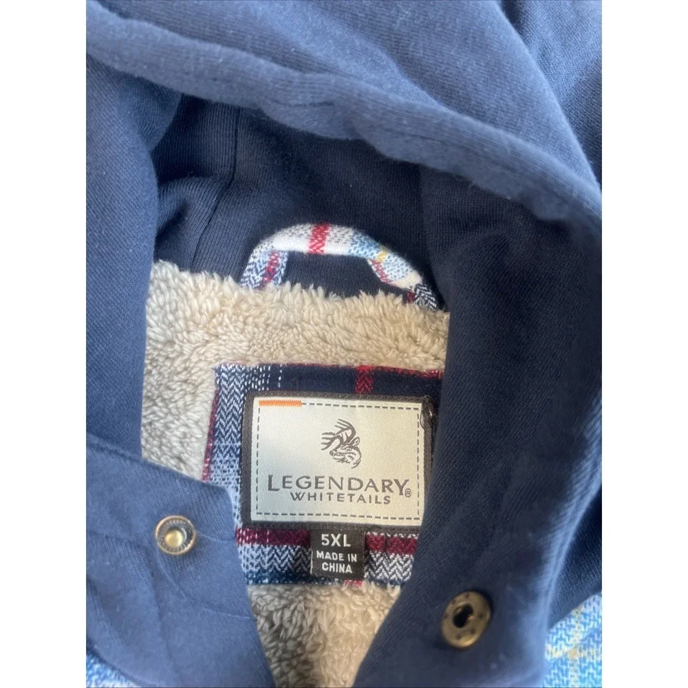 Legendary Whitetails Hooded Plaid Sherpa Lined Flannel Shirt Jacket Size 5XL